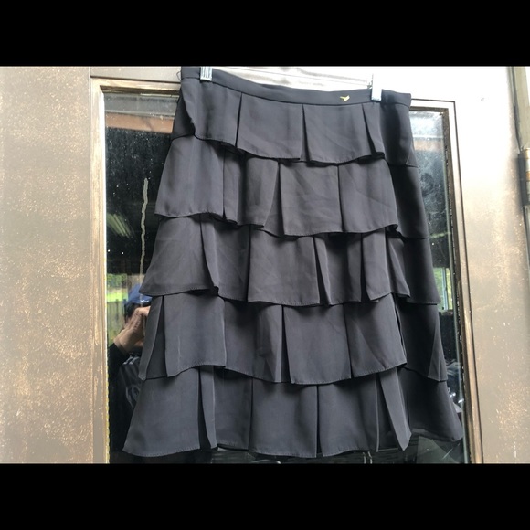 Chettab Evening Black Ruffle Midi Skirt Size 10 - Picture 4 of 11